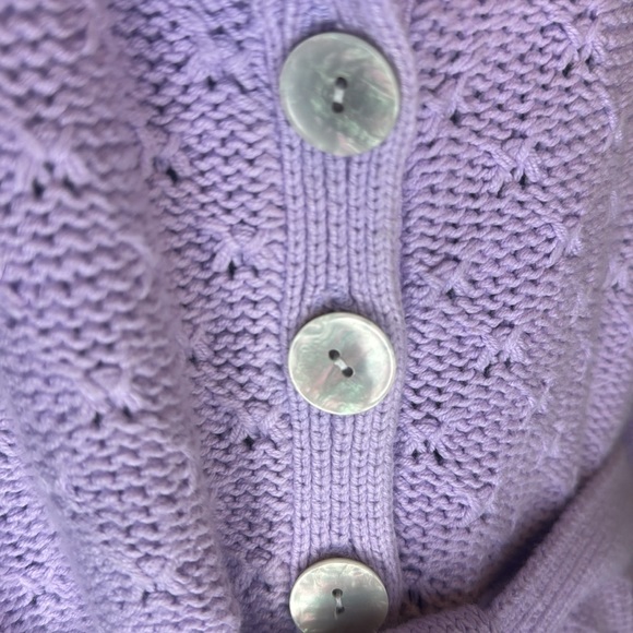 Lavender Cherokee Knit Cardigan Button UP with Belt women’s size large - Picture 5 of 7